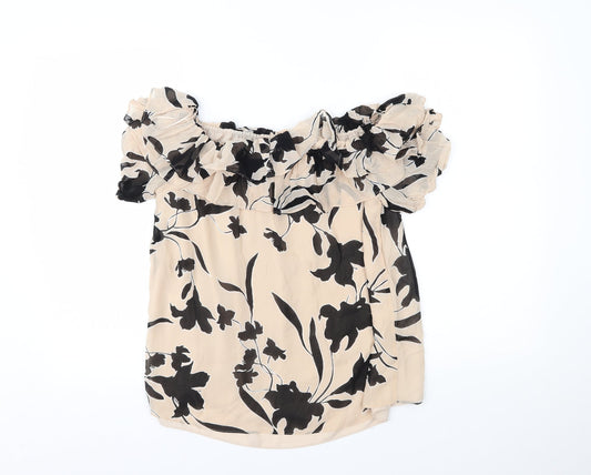 Seed Heritage Womens Beige Floral  Basic Blouse Size 10