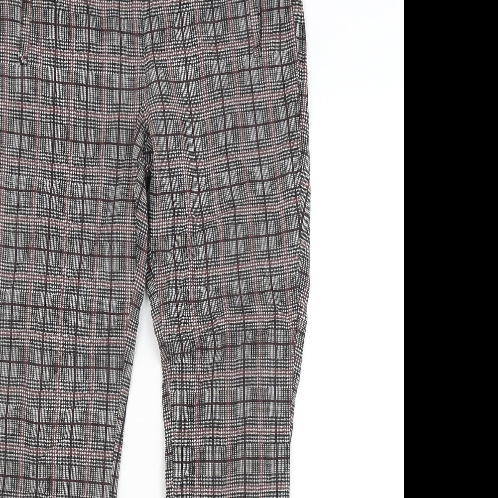 Dorothy Perkins Womens Grey Plaid  Trousers  Size 10 L27 in