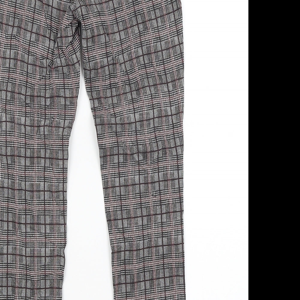 Dorothy Perkins Womens Grey Plaid  Trousers  Size 10 L27 in