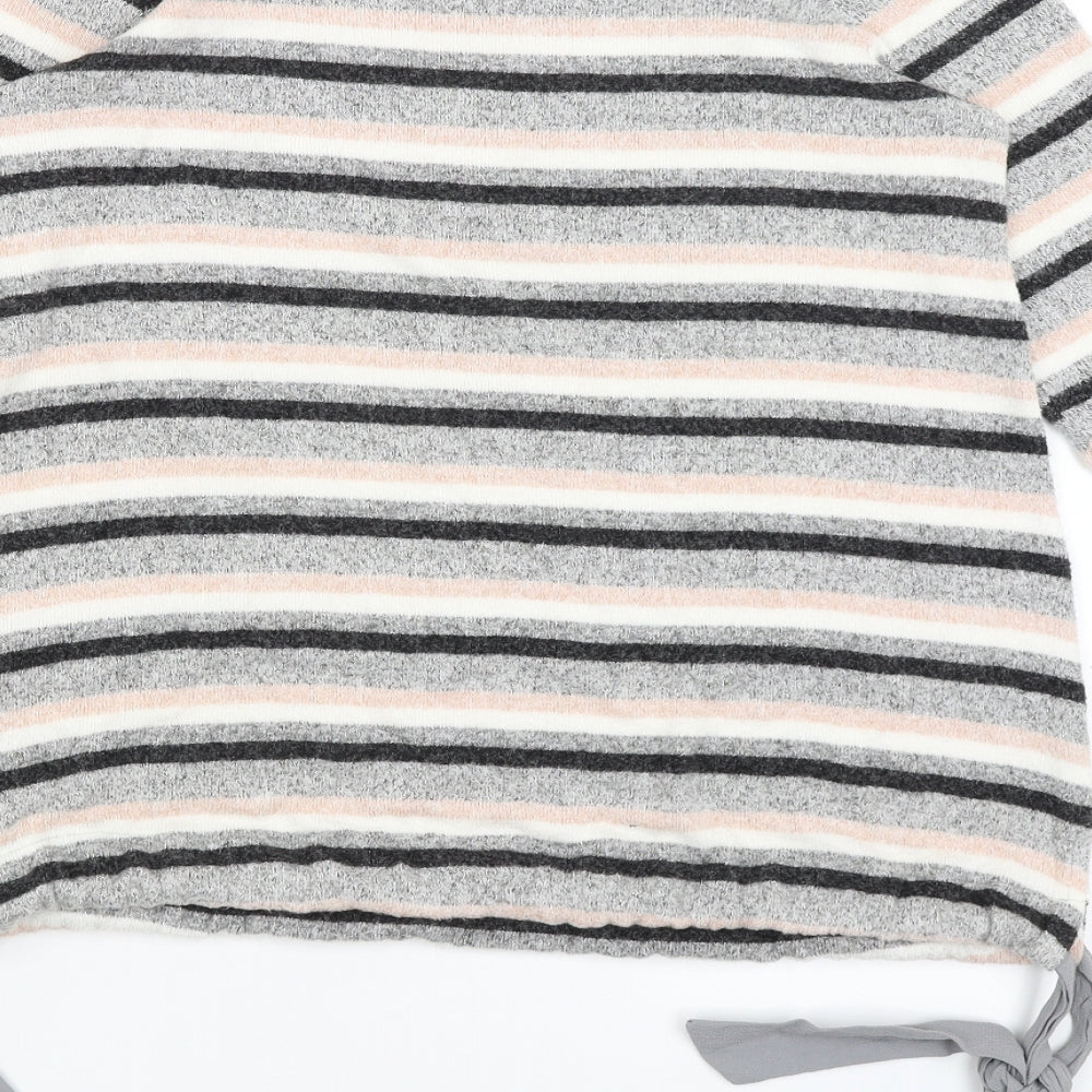 NEXT Womens Grey Striped  Pullover Jumper Size 10