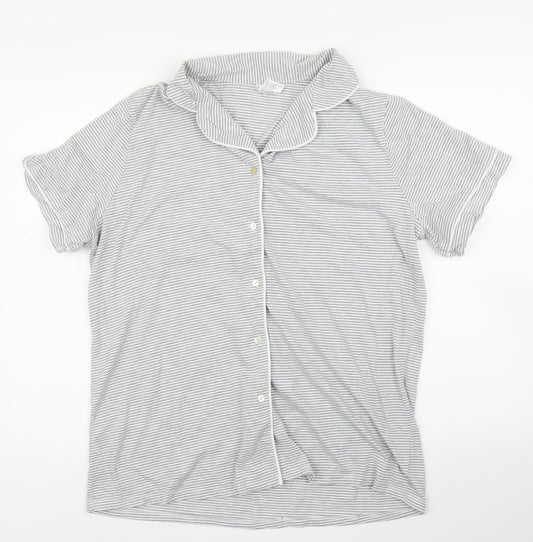 Preworn Womens Grey Striped  Basic Blouse Size L