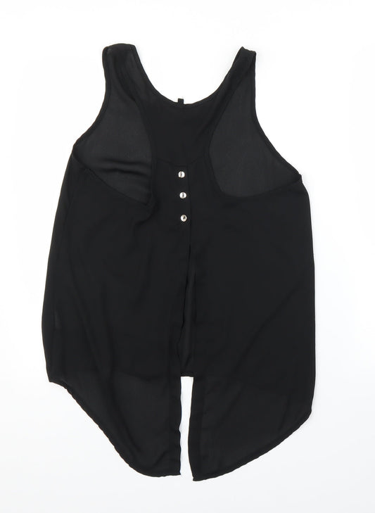 Only Fashion Womens Black   Basic Blouse Size L  - Split down back