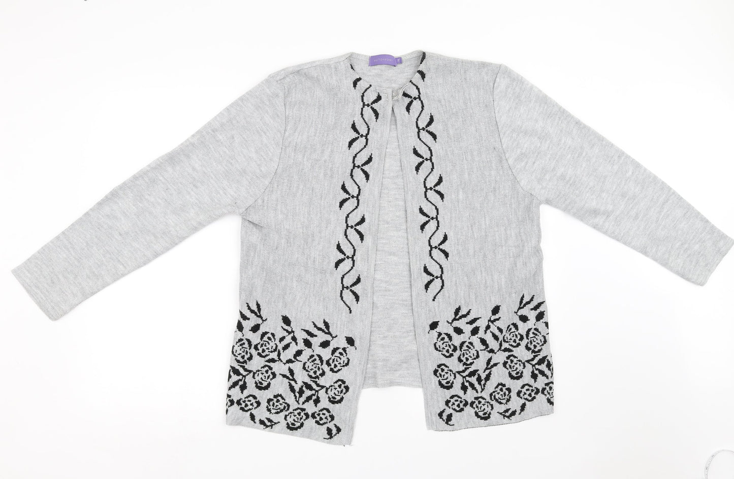 Autonomy Womens Grey Floral  Wrap Sweatshirt Size L