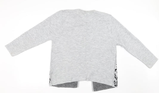 Autonomy Womens Grey Floral  Wrap Sweatshirt Size L