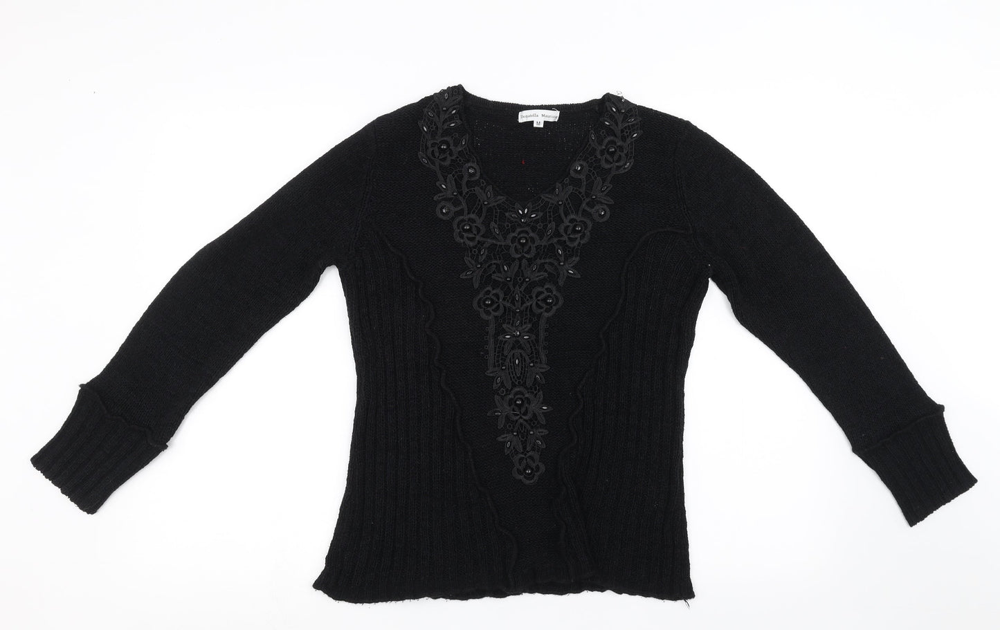 Donatella Maurizio Womens Black   Pullover Sweatshirt Size M