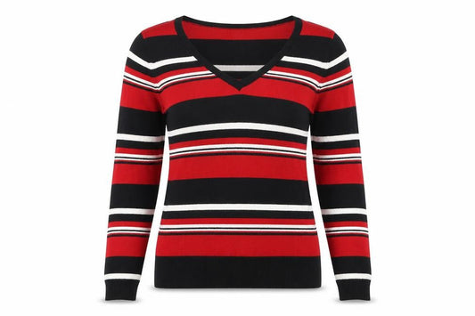 TESCO Womens Red Striped  Pullover Sweatshirt Size 8