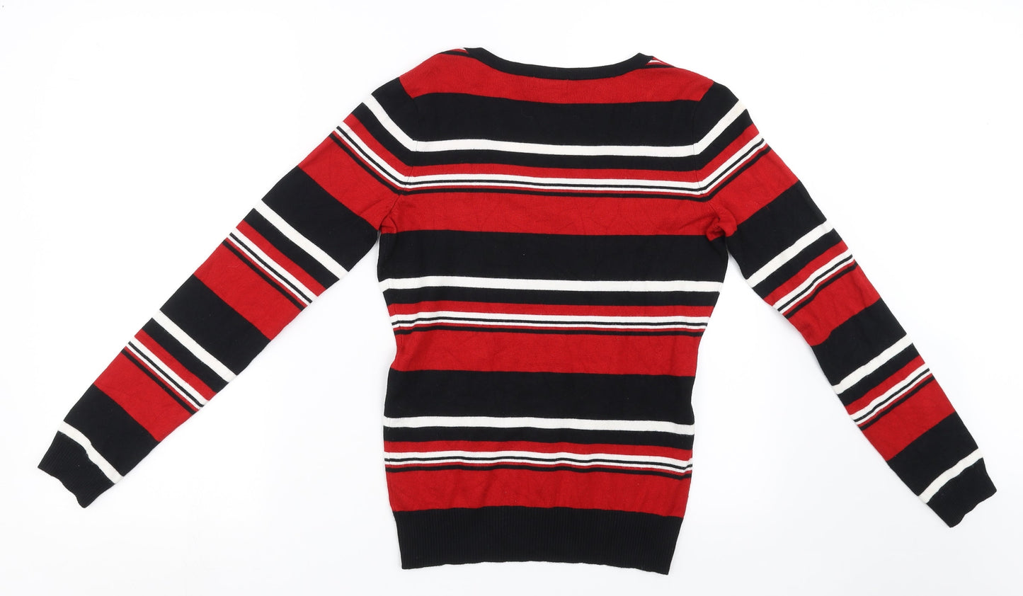 TESCO Womens Red Striped  Pullover Sweatshirt Size 8