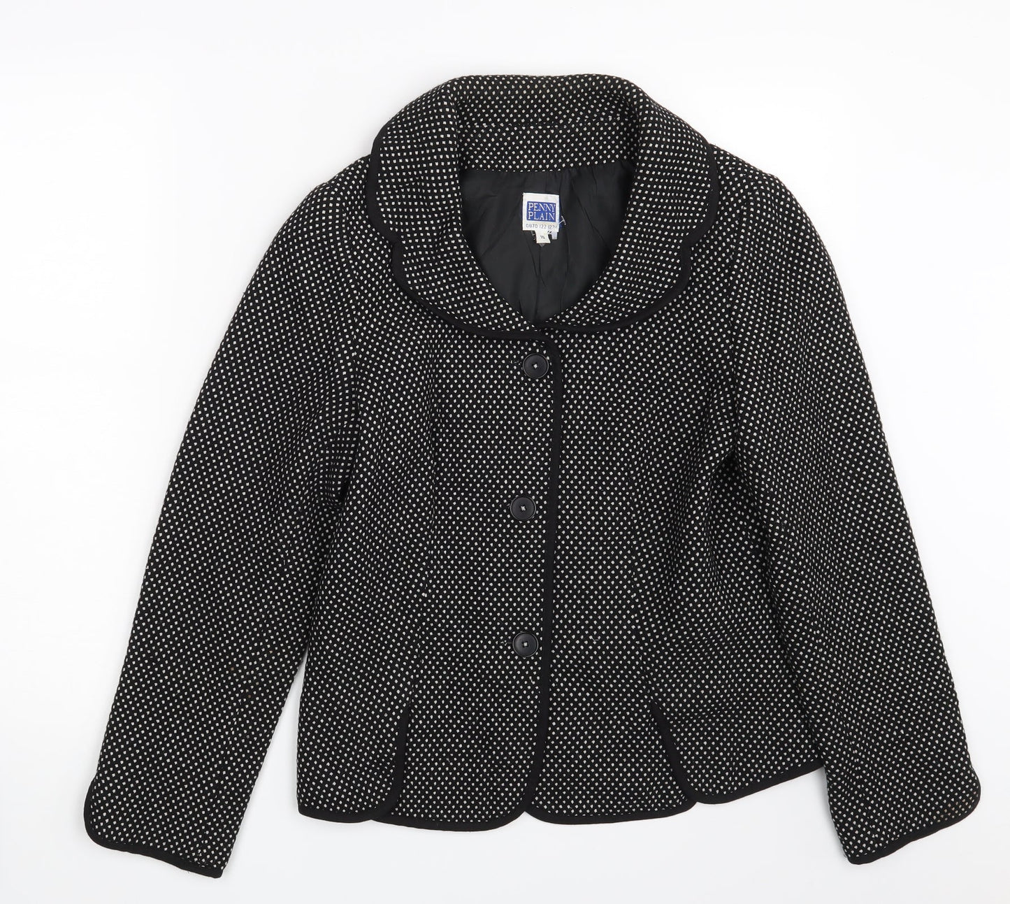 Penny plain Womens Black Polka Dot  Jacket Coat Size 10
