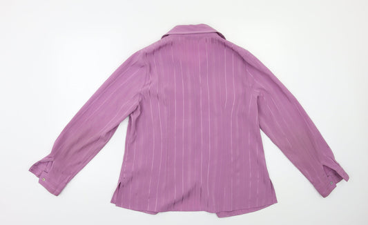 BM Womens Purple Striped  Basic Button-Up Size 14