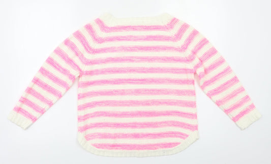 YD Girls Pink Striped  Pullover Jumper Size 12 Years