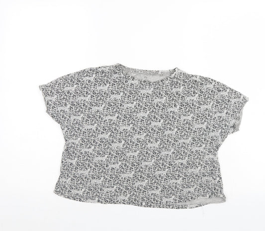 NEXT Girls Grey Animal Print   T-Shirt Size 11 Years