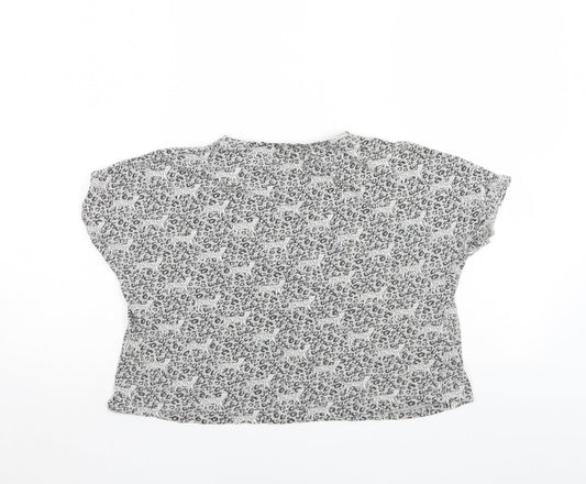 NEXT Girls Grey Animal Print   T-Shirt Size 11 Years