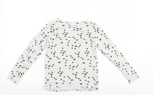 H&M Girls Grey Polka Dot  Henley Jumper Size 9-10 Years