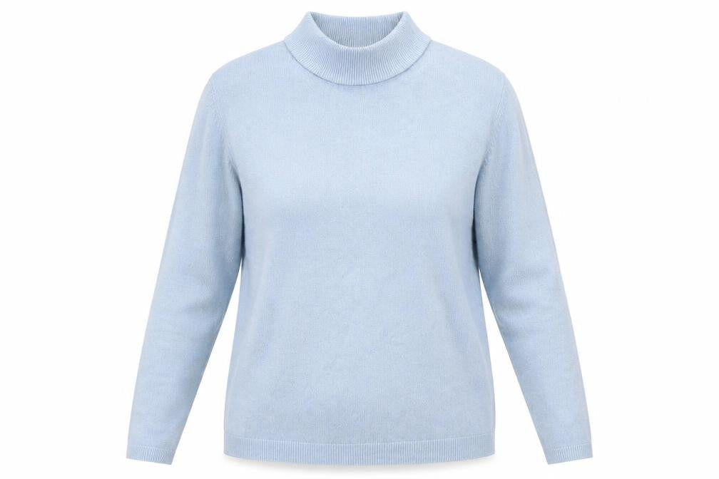 Front view of Papaya women’s blue jumper, size UK 14
