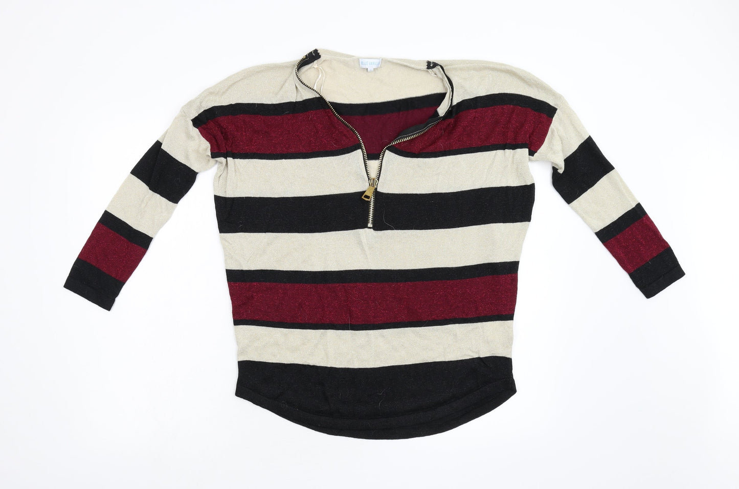 Blue Vanilla Womens Multicoloured Striped Knit Henley Jumper Size S