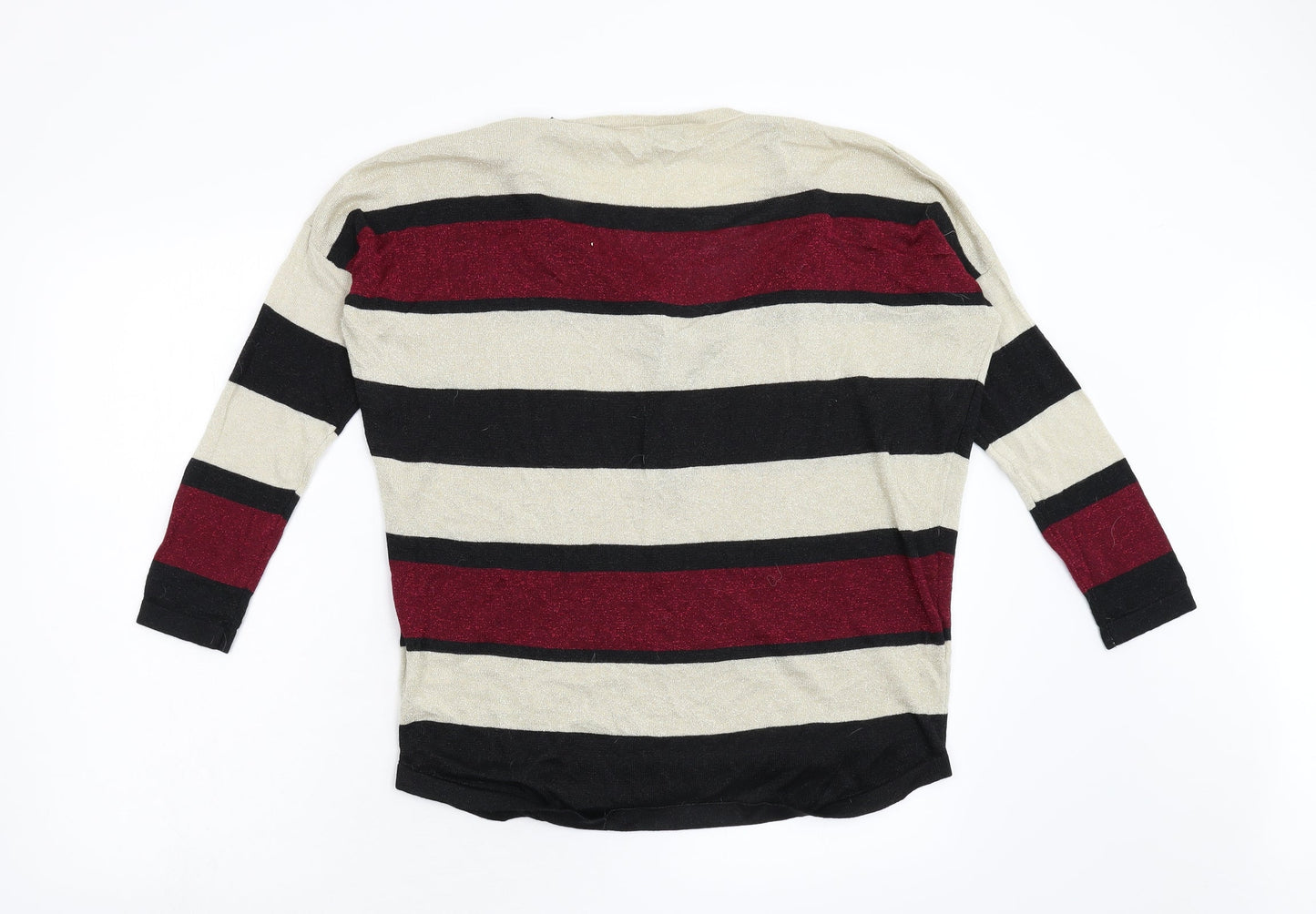 Blue Vanilla Womens Multicoloured Striped Knit Henley Jumper Size S