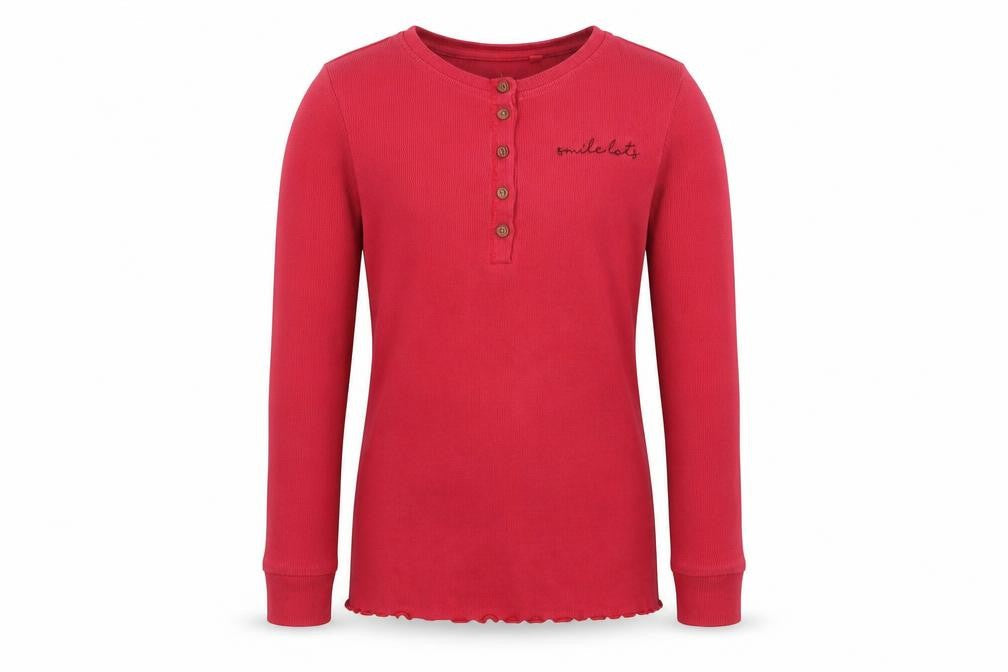 Front view of Next girls’ red rayon basic blouse, size 9, years - smile lots