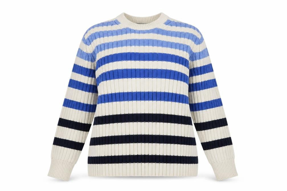 Marks and Spencer Womens White Striped  Pullover Jumper Size 12