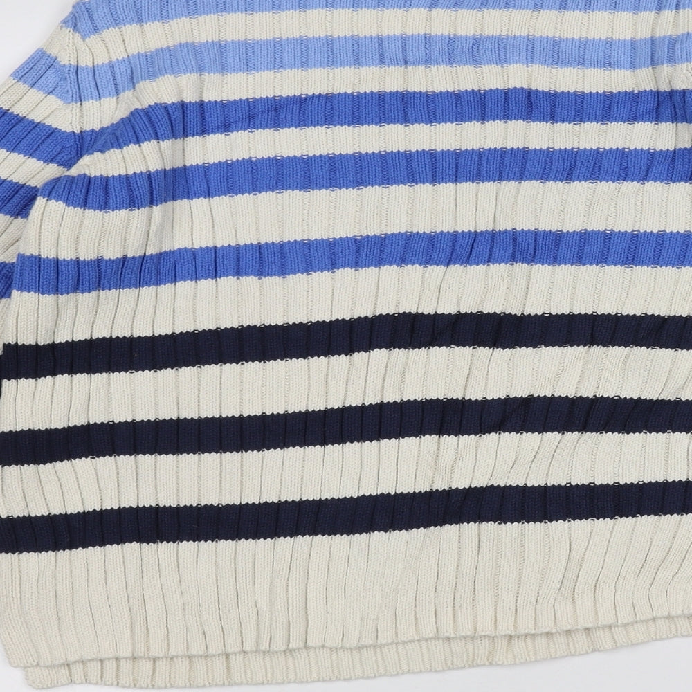 Marks and Spencer Womens White Striped  Pullover Jumper Size 12