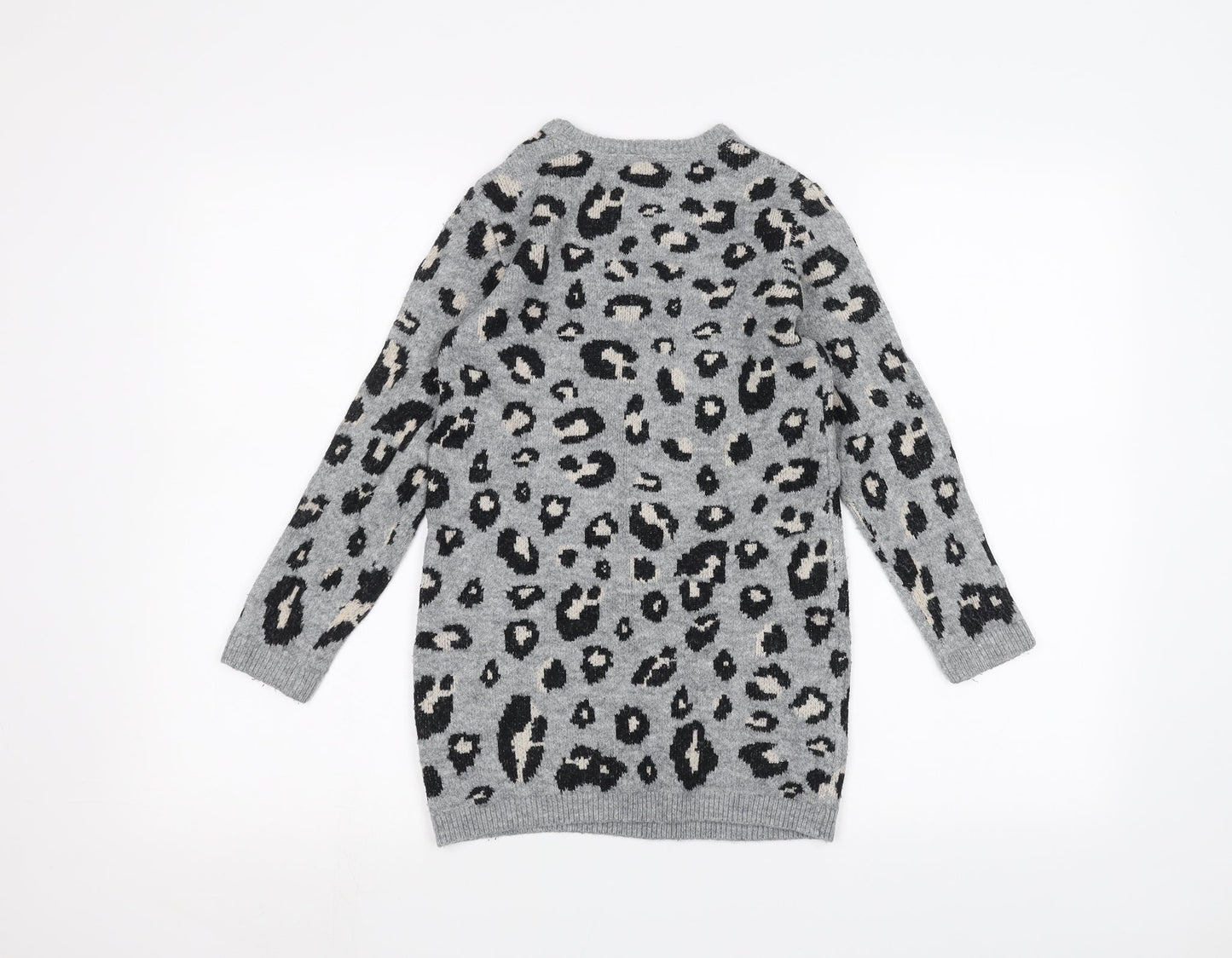 Primark Girls Grey Animal Print  Pullover Jumper Size 7-8 Years