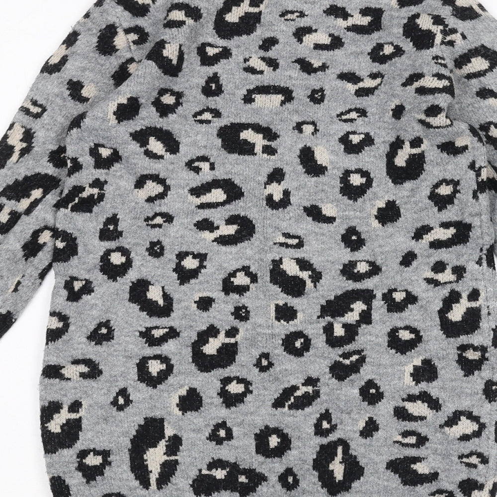 Primark Girls Grey Animal Print  Pullover Jumper Size 7-8 Years