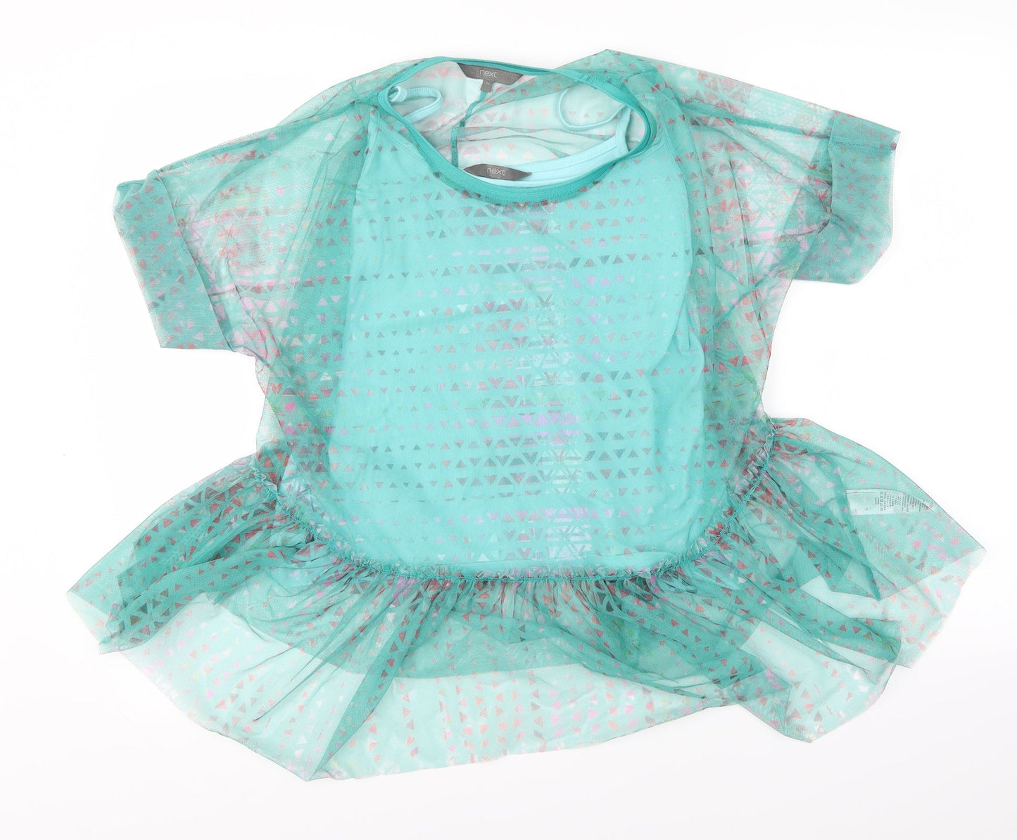 NEXT Womens Green Argyle/Diamond   Blouse Size 14