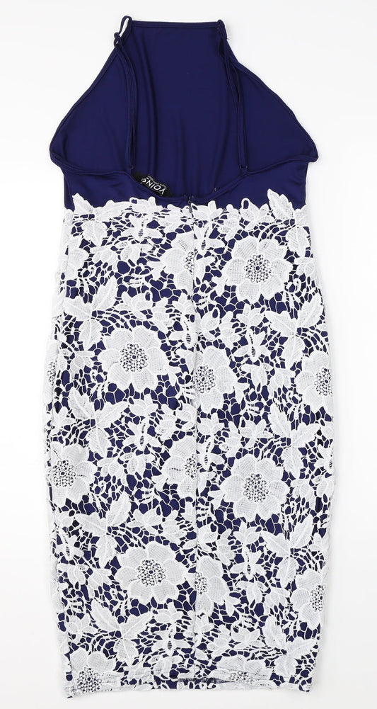 Yoins Womens Blue Floral  Pencil Dress  Size M