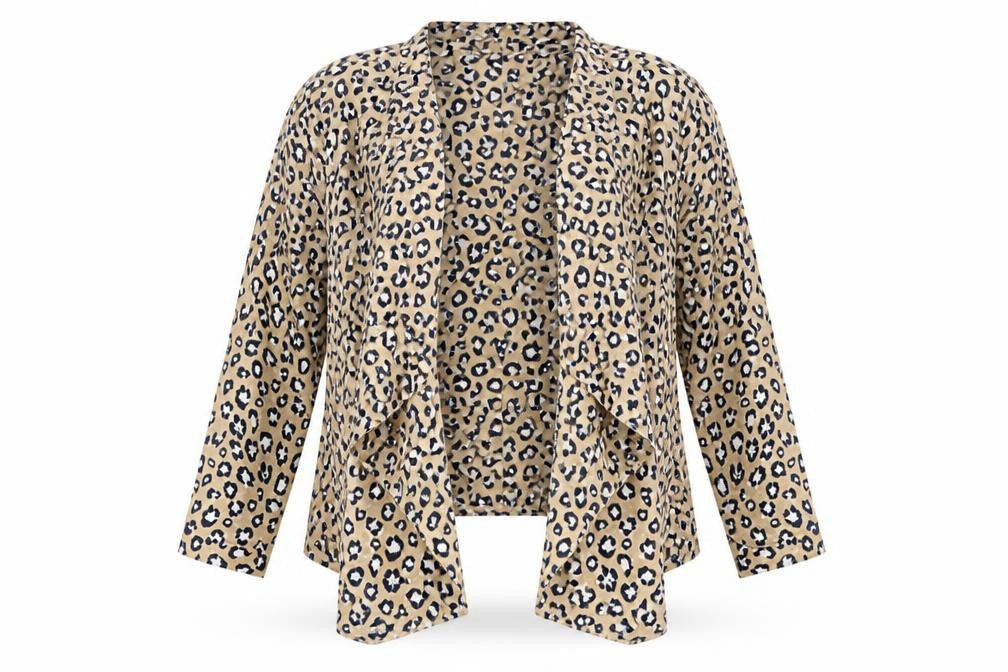 Boohoo Womens Gold Animal Print Satin Cardigan Jumper Size 8