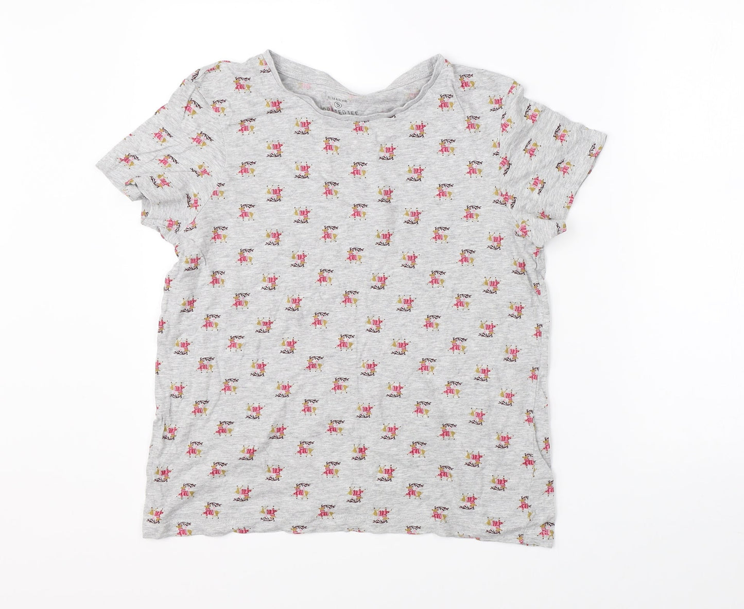 Primark Womens Grey    Pyjama Top Size S  - reindeer christmas