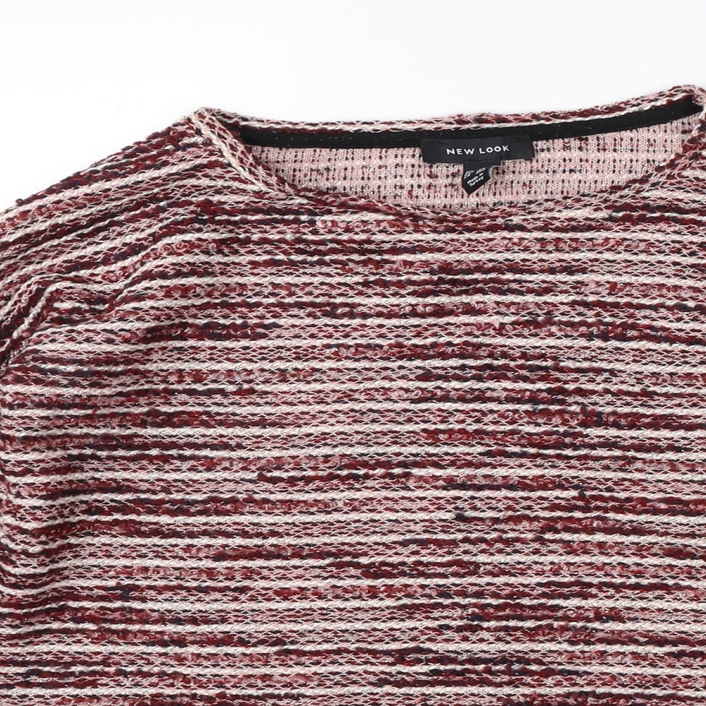 New Look Womens Red Striped Knit Pullover Jumper Size S