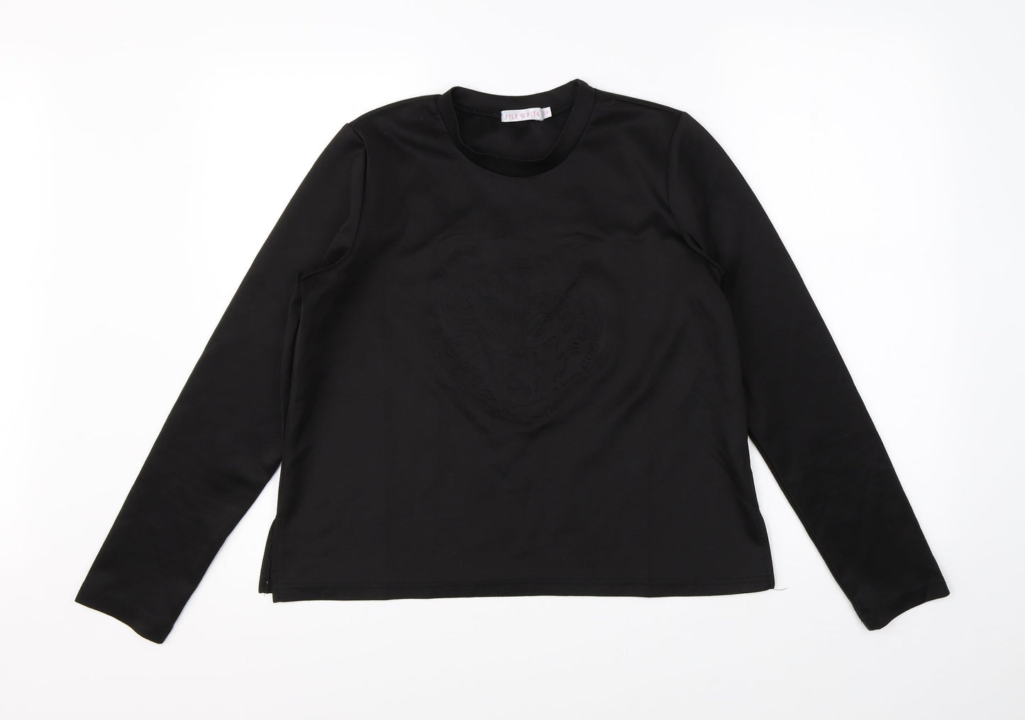 Lily White Womens Black   Basic T-Shirt Size M  - tiger