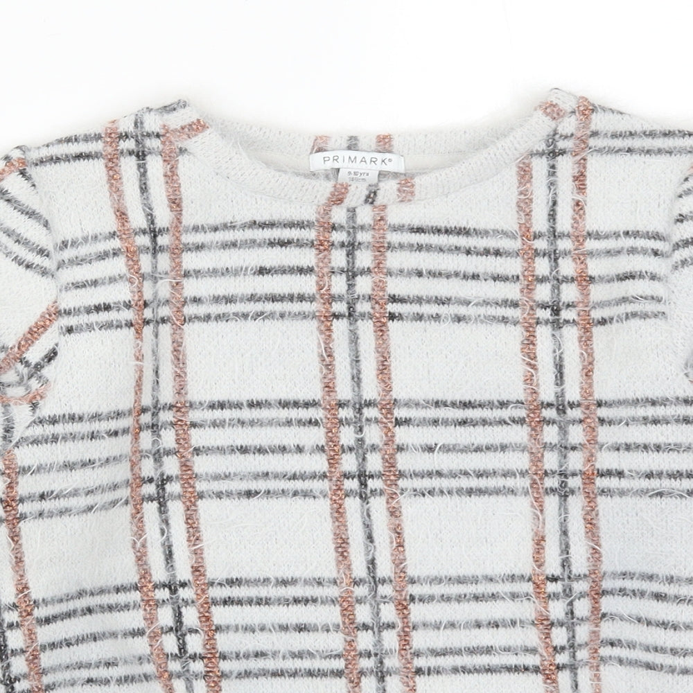 Primark Girls Grey Check  Pullover Jumper Size 9-10 Years