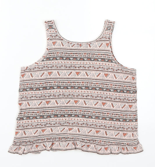 Pep & Co Girls Pink Geometric  Basic Tank Size 9 Years