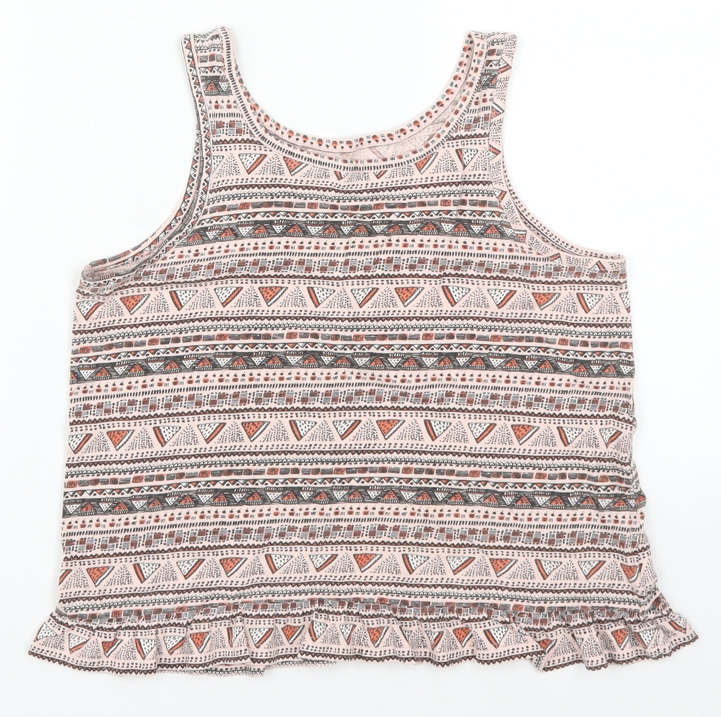 Pep & Co Girls Pink Geometric  Basic Tank Size 9 Years