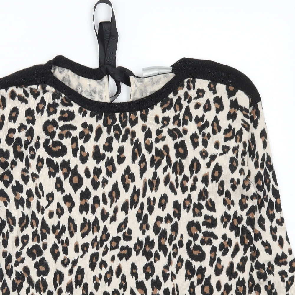 Wallis Womens Brown Animal Print  Pullover Jumper Size S