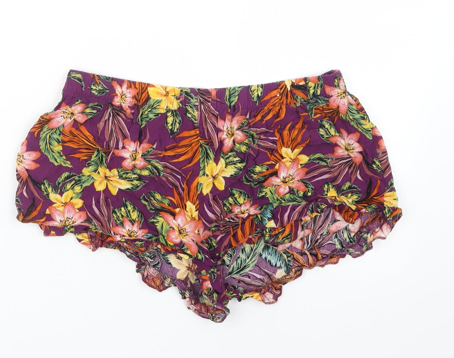 Love to Lounge Womens Purple Floral  Hot Pants Shorts Size 10