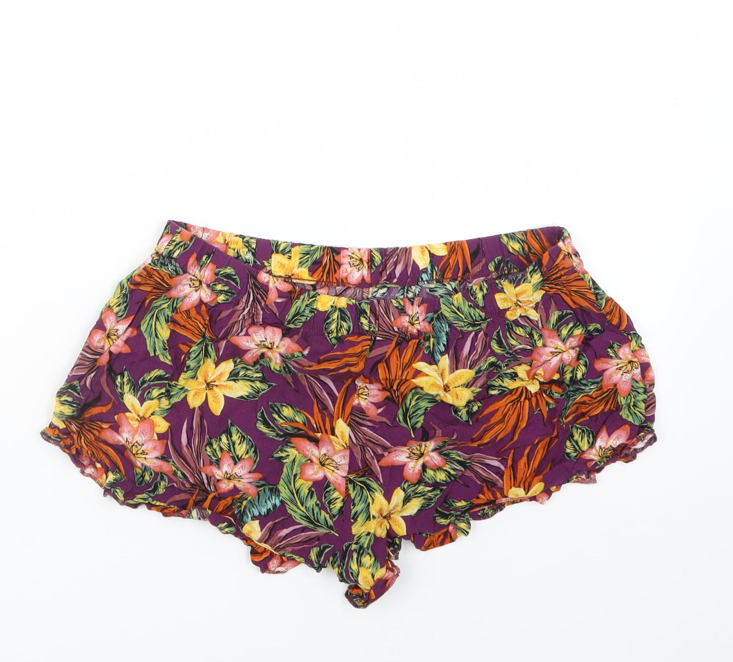Love to Lounge Womens Purple Floral  Hot Pants Shorts Size 10