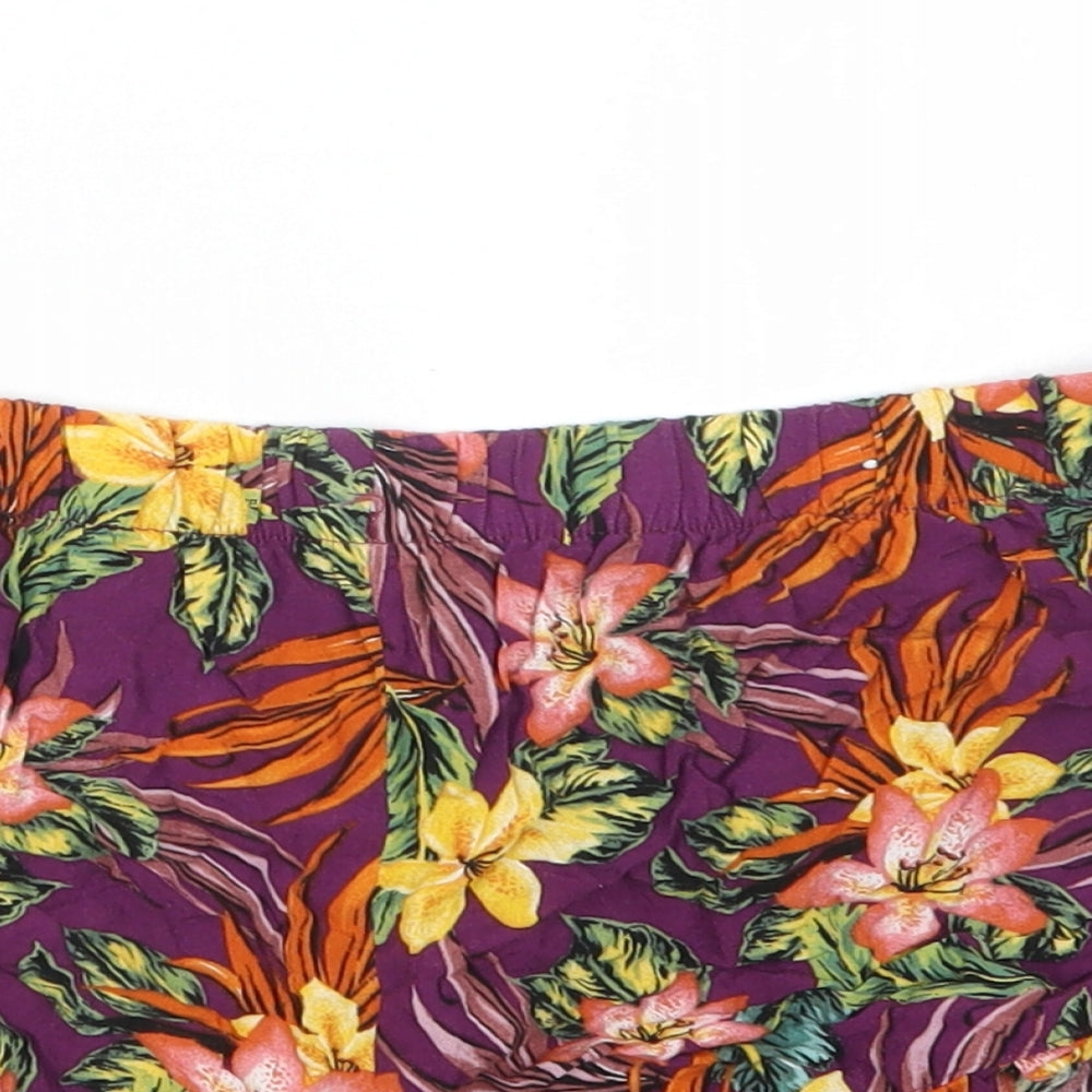 Love to Lounge Womens Purple Floral  Hot Pants Shorts Size 10