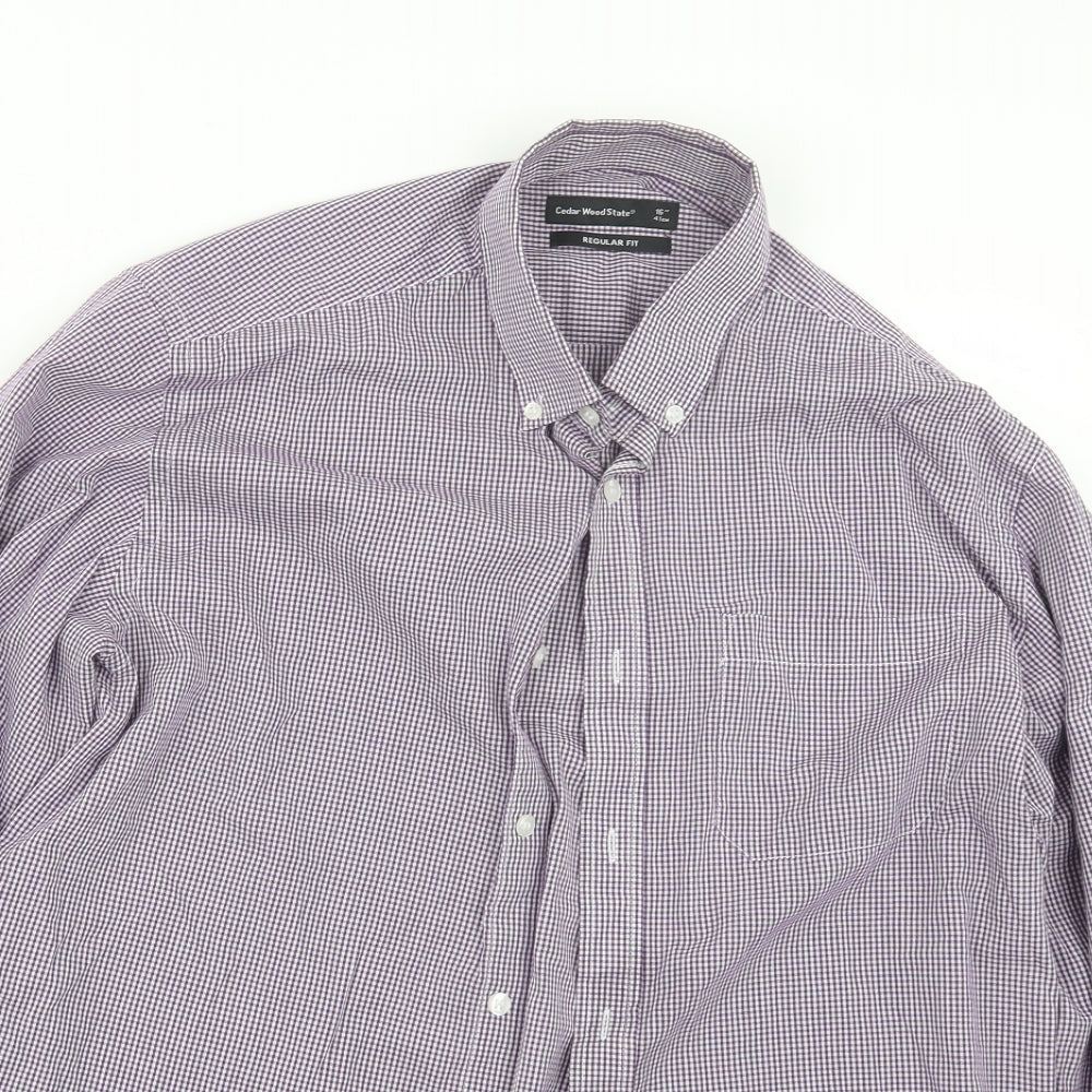 Cedar Wood State Mens Purple Check   Button-Up Size 16