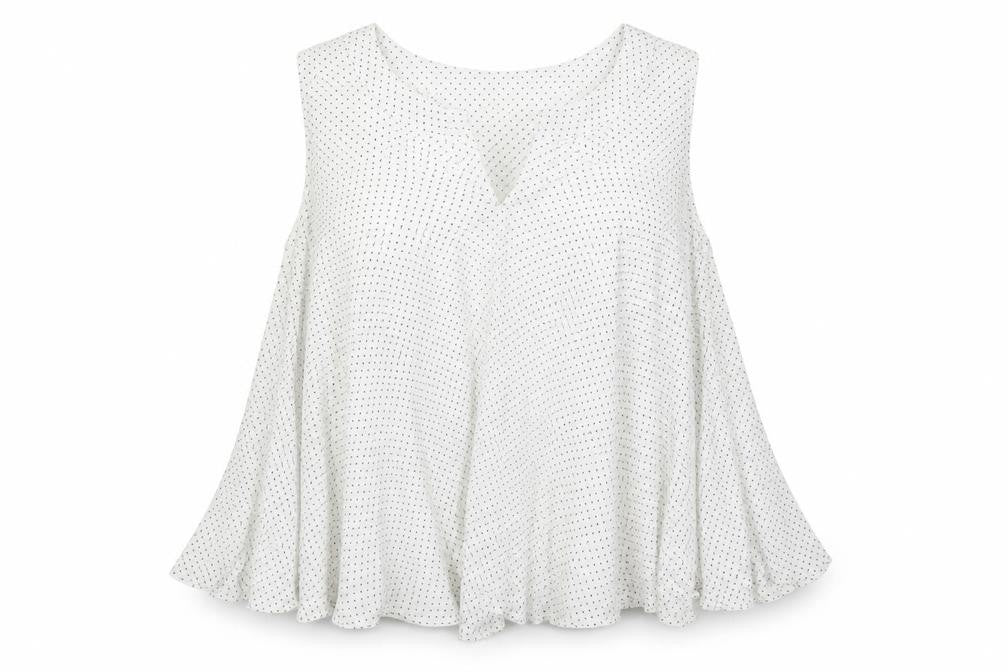 Lamorena Womens White Polka Dot  Basic Blouse Size M