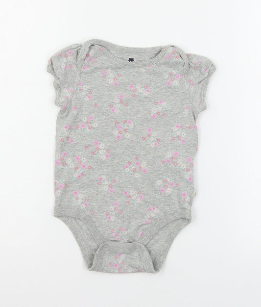 Gap Girls Grey Floral Jersey Babygrow One-Piece Size 18-24 Months