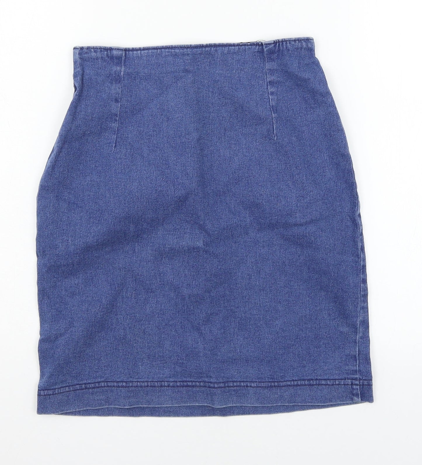 Preworn Womens Blue  Denim Mini Skirt Size 26 in