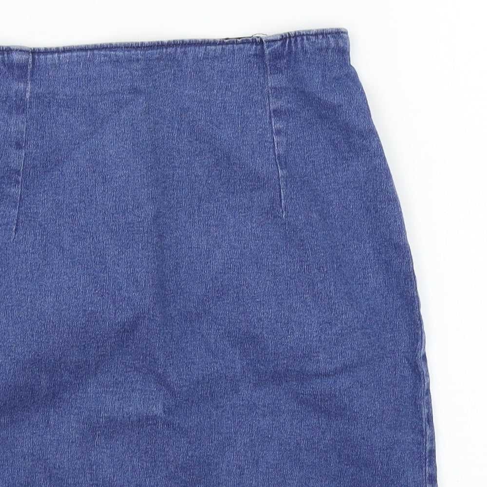 Preworn Womens Blue  Denim Mini Skirt Size 26 in
