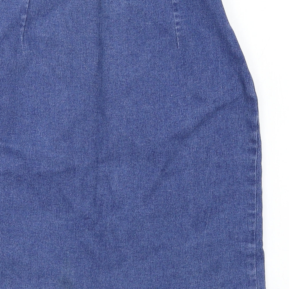 Preworn Womens Blue  Denim Mini Skirt Size 26 in