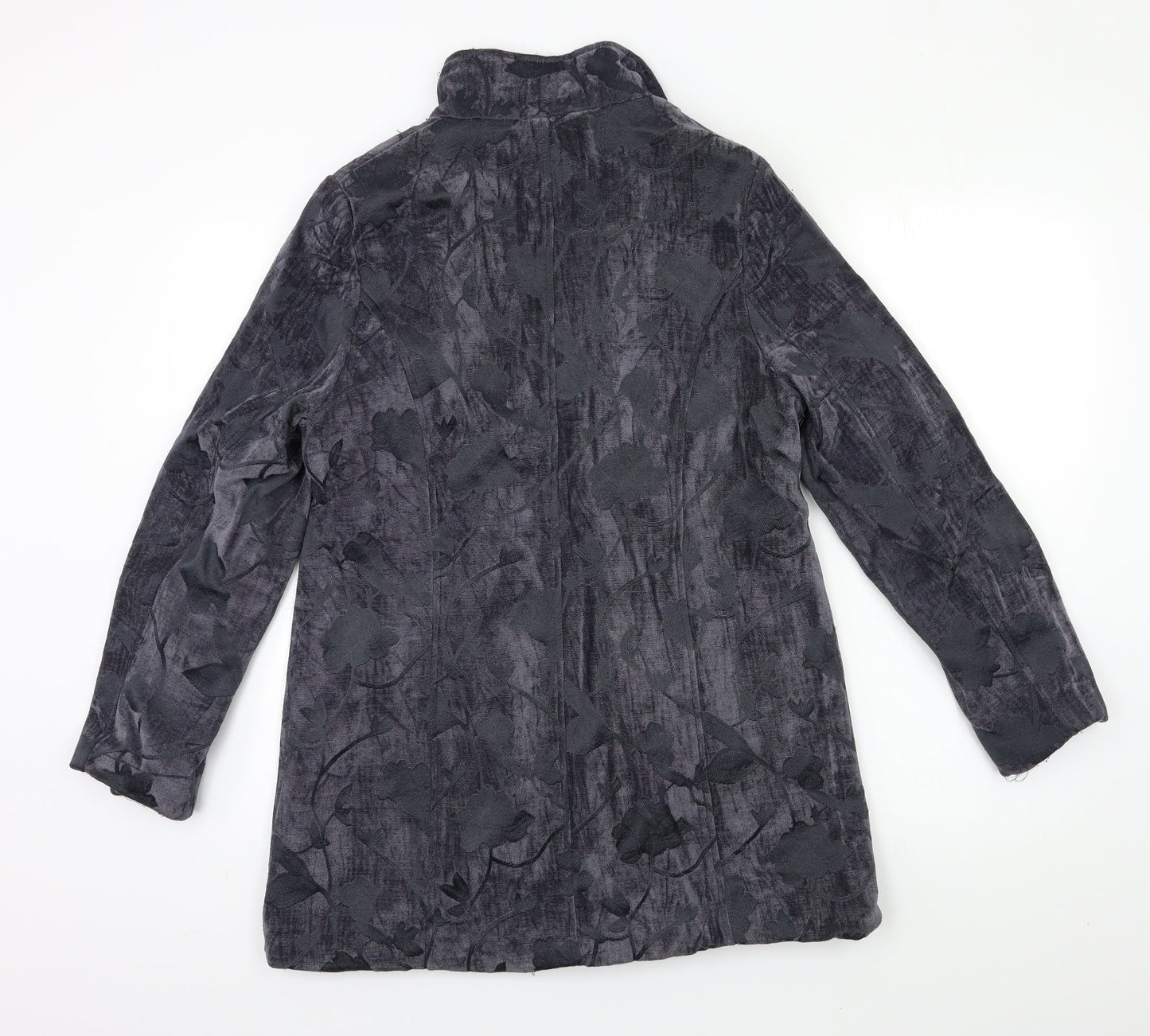 TIGI Womens Grey Floral  Overcoat Coat Size 10