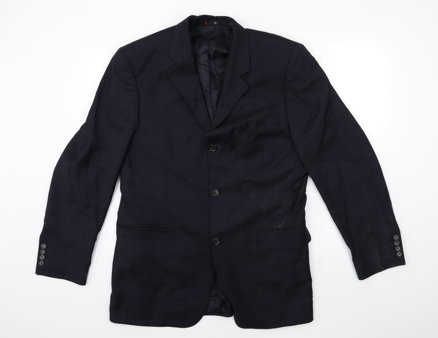 super 110's Mens Blue Check  Jacket Suit Jacket Size 40