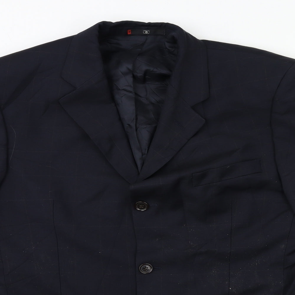 super 110's Mens Blue Check  Jacket Suit Jacket Size 40