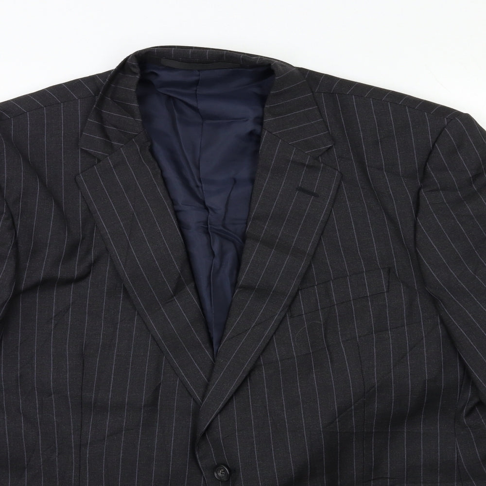 Impressions Mens Grey Striped  Jacket Suit Jacket Size 44
