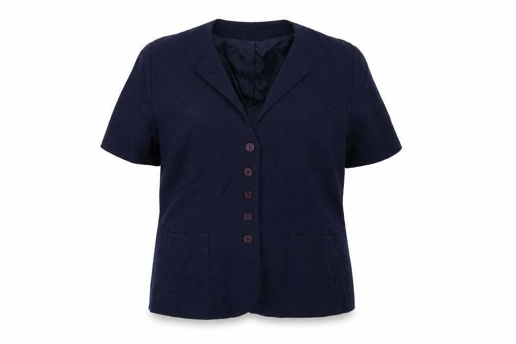 Front view of Paul Seperates women’s blue jacket blazer, size UK 16