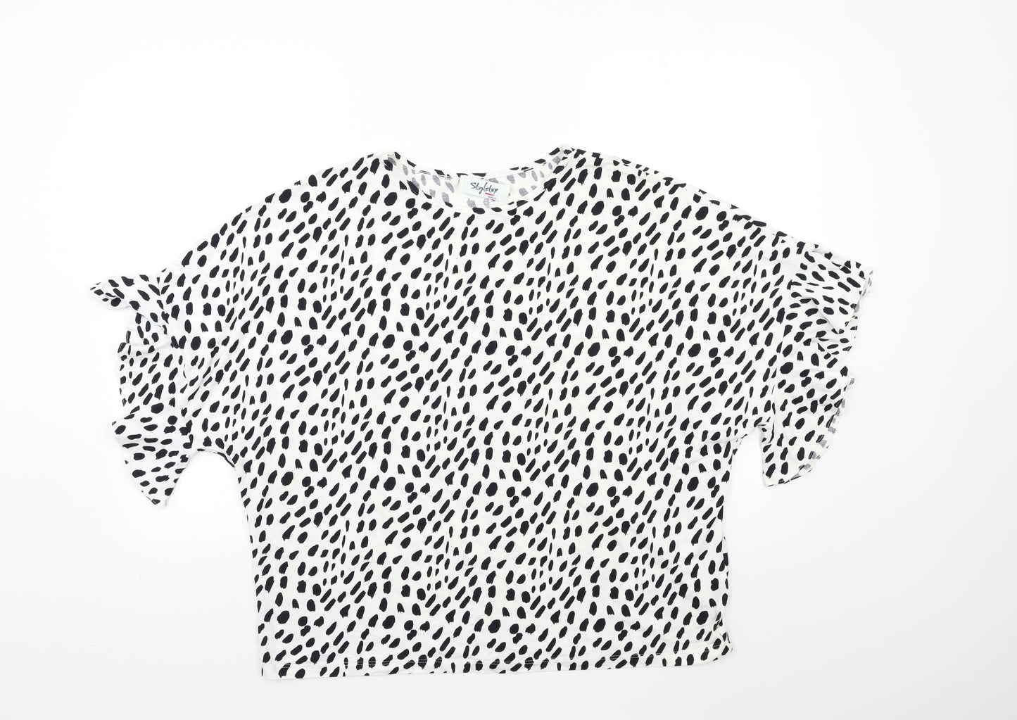 STYLE TEX Womens White Animal Print  Basic T-Shirt Size 12
